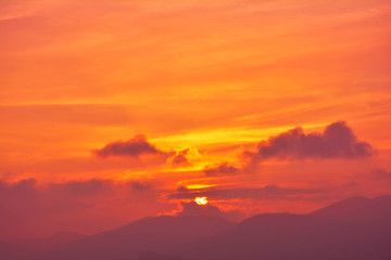 Orange abstract sunset sky