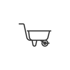 Fototapeta na wymiar Wheelbarrow cart line icon. linear style sign for mobile concept and web design. wheelbarrow outline vector icon. Symbol, logo illustration. Vector graphics