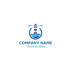 Circle Lighthouse Logo Design Vector