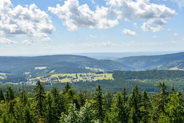 Obraz premium Fichtelgebirge Ochsenkopf Blick auf die Berge