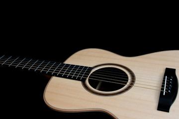 Obraz premium Acoustic guitar. Singer songwriter steel string folk guitarist musical instrument close-up