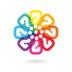 Question mark repeated in a circle isolated on a white background