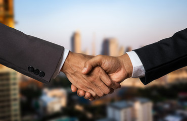 Business people shaking hands in agreement