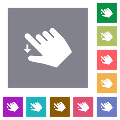 Right handed move down gesture square flat icons