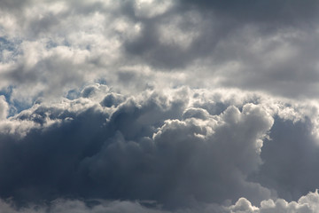 thunderclouds. sky with heavy dark puffy clouds. natural background