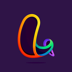 Obraz premium L letter one line rainbow colors logo.