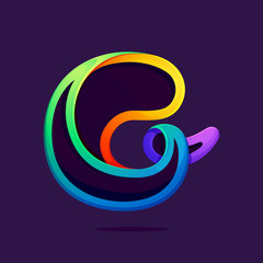 G letter one line rainbow colors logo.