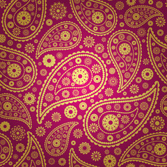 vector illustration of colored paisley seamless background