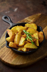 Patatas Bravas, traditional Spanish tapas, baked potatoes 