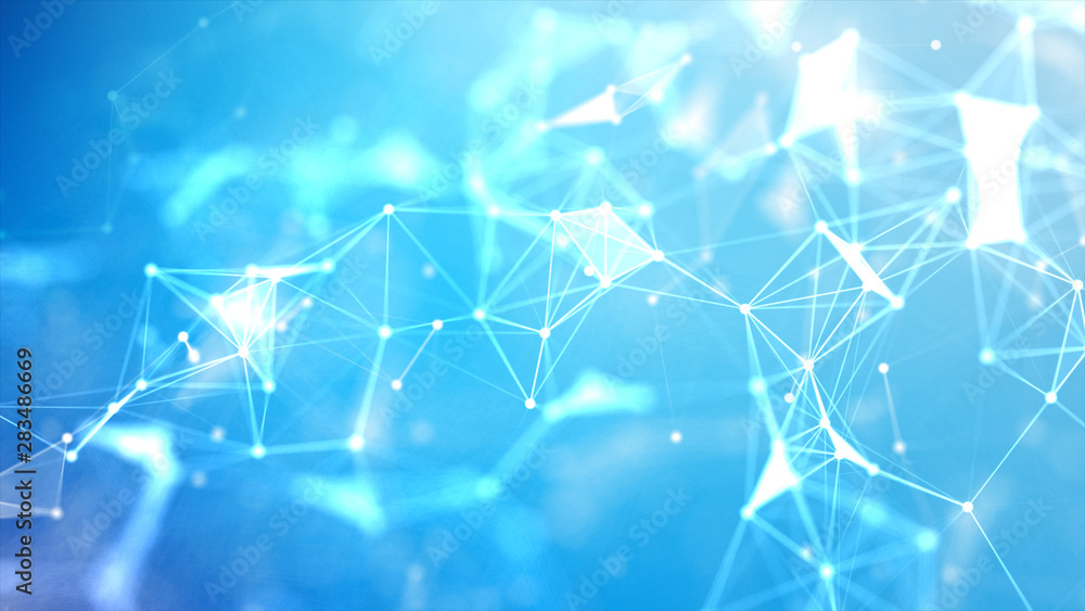 Wall mural abstract background dot and connect line for cyber technology futuristic and network connection conc