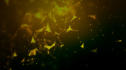 Abstract background Dot and connect line for cyber technology futuristic and network connection concept with dark and grain processed wide screen ratio.