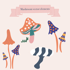 Autumn mushroom, vector elements