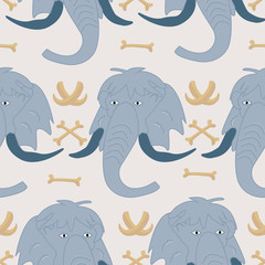 Blue mammoth in a seamless pattern design