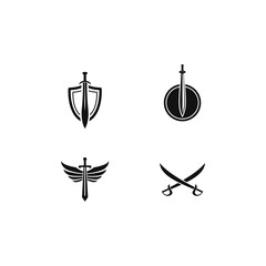 Set of swords logo template vector icon illustration design 