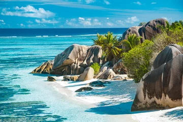 Washable wall murals Anse Source D'Agent, La Digue Island, Seychelles The most beautiful beach of Seychelles - Anse Source D'Argent