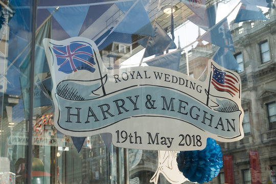 LONDON, UK - MAY 11th 2018: Shop Display Celebrating The Royal Wedding Of Prince Harry And Meghan Markle.