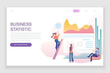 Modern flat web page design template concept of Business Statistic decorated people character for website and mobile website development. Flat landing page template. Vector illustration.