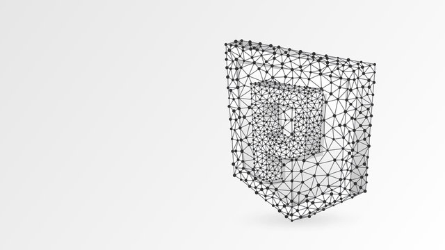 Hypertext Preprocessor coding language, php sign. Device, programming, developing concept. Abstract, digital, wireframe, low poly mesh, vector white origami 3d illustration Triangle, line, dot