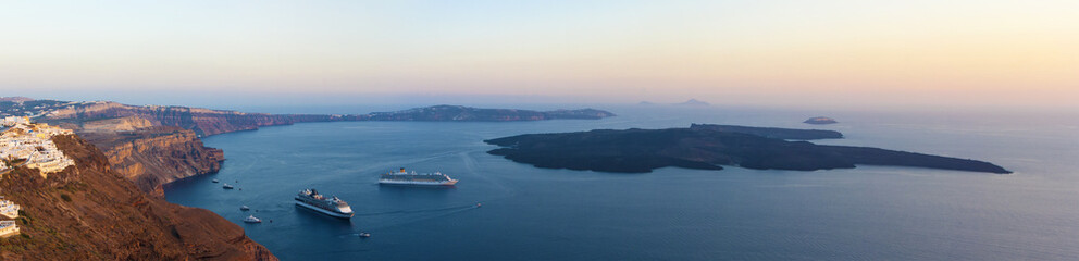 Amazing top view of the Santorini island on the Cyclades islands in Greece