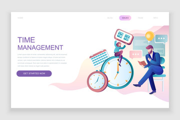Modern flat web page design template concept of Time Management decorated people character for website and mobile website development. Flat landing page template. Vector illustration.