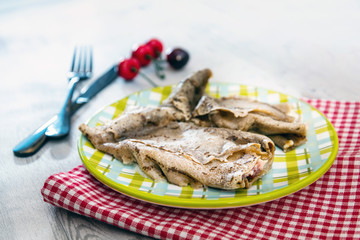 Homemade french buckwheat galette on the table