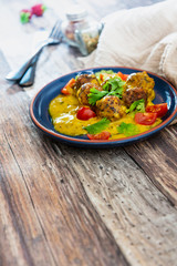6 vegetable balls and quinoa , curry coconut cream