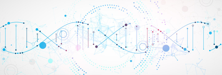 Science template, wallpaper or banner with a DNA molecules. Vector illustration