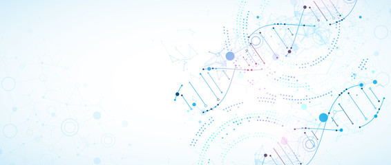 Science template, wallpaper or banner with a DNA molecules. Vector illustration