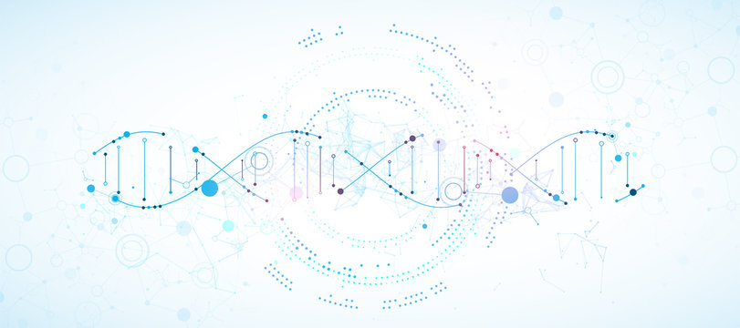 Science template, wallpaper or banner with a DNA molecules. Vector illustration