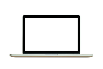 Laptop computer with blank screen isolated on white background