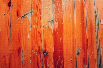 old wooden boards red background texture