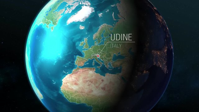 Italy - Udine - Zooming from space to earth