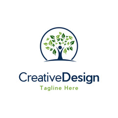 leaf and wellness vector logo template. Human health symbol, leaf logo. Organic, eco, vegan logo concept, Wellness Logo Design . natural health wellness fitness and yoga logo design