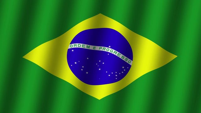 Waving flag of Brazil . Animation. Footage. Background.	
