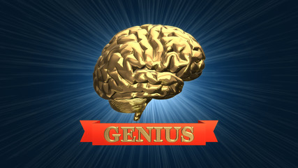 Gold genius brain award - 3D rendered illustration - 283494801