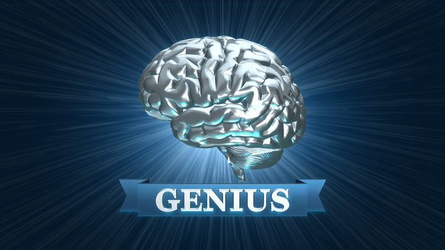 Silver genius brain award - 3D rendered illustration