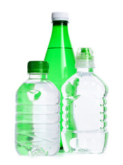 Mineral water bottles isolated on white background