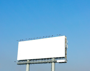 large blank billboard on with blue sky view background