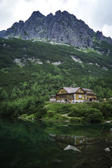 Fototapeta na wymiar Mountain House Near Green Lake in High Tatras, Slovakia
