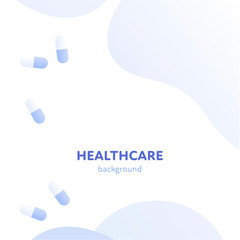 Vector modern flat healthcare banner template. Abstract shapes with healthy heartbeat and text place holder. Design background for medical poster, report, web, therapy, clinic, hospital, pharma.