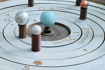 Model of the solar system in ancient times. Geocentric system of world - the Central position in...
