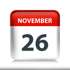 November 26 - Glossy Calendar Icon - Calendar design template