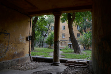 Arch passage in an old soviet house