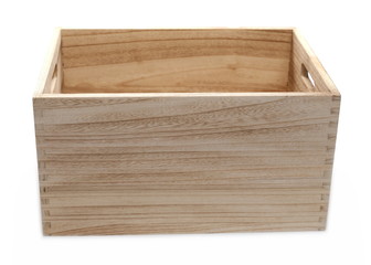 Empty wooden box isolated on white background
