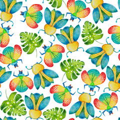 watercolor beetles pattern