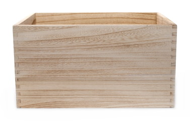 Empty wooden box isolated on white background