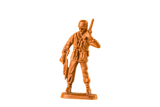 toy plastic soldier isolated on white background