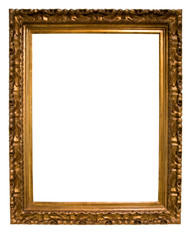 retro golden rectangular frame for photography on isolated background