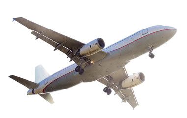 modern airplane on isolated white background