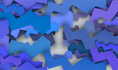 Blue geometric zigzag paper cut 3d background, paper texture, funny background